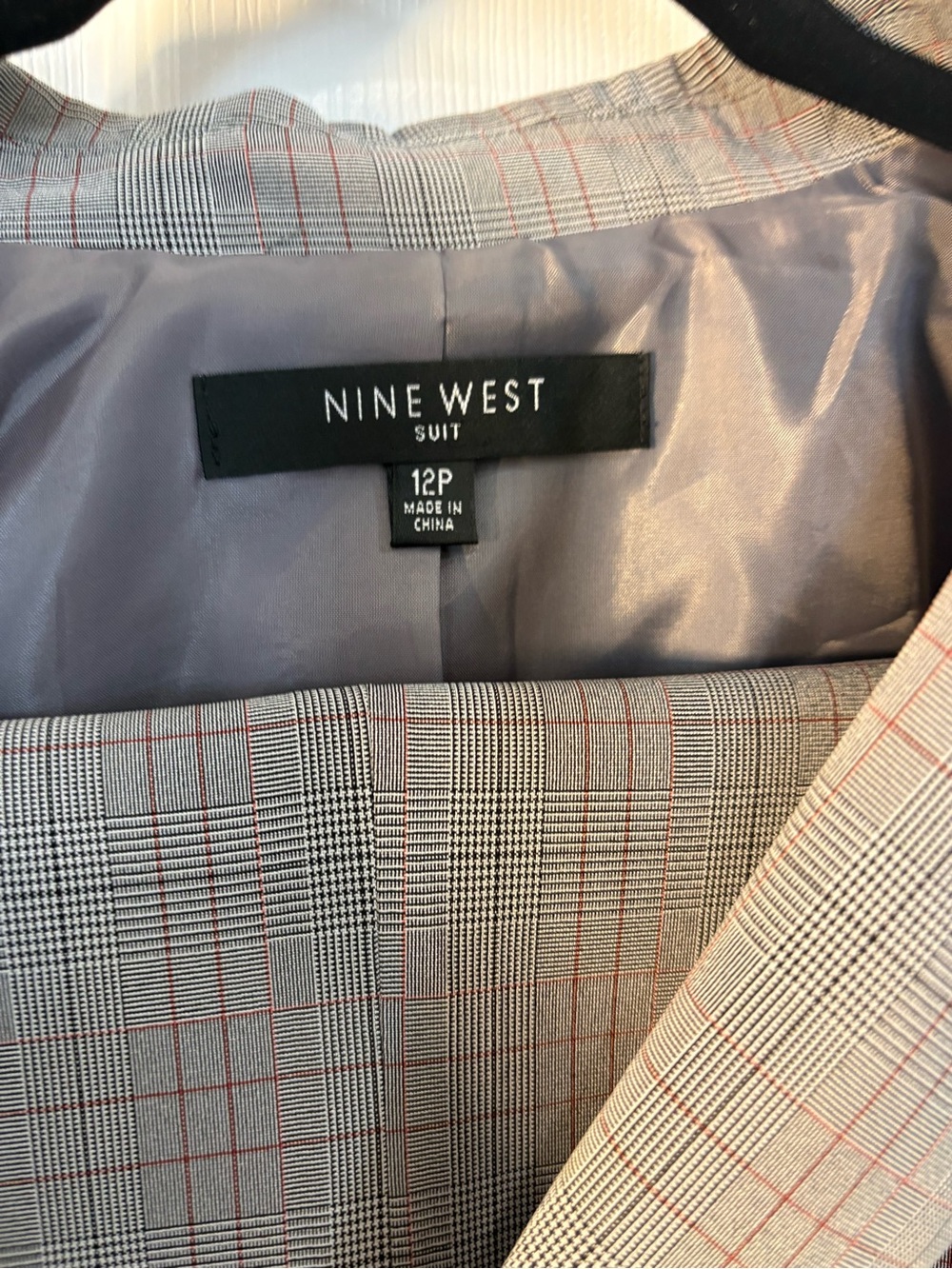 Nine West Gray Plaid Tailored Pantsuit - Picture 5 of 7